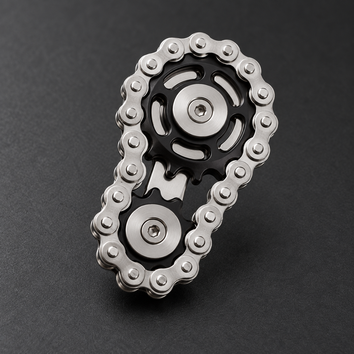LHAPTIC LinkDrive black alloy chain-driven mechanical spinner