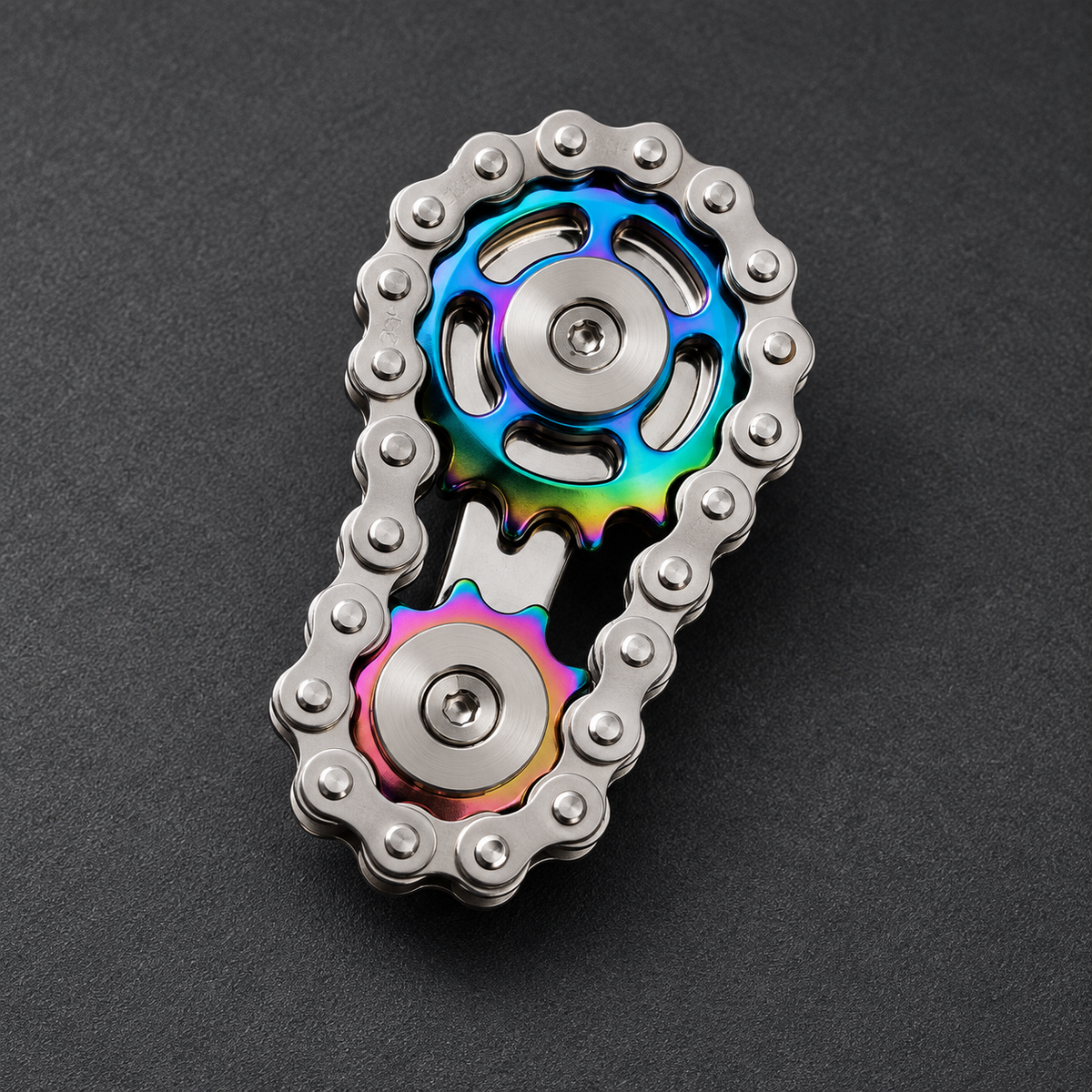 LHAPTIC LinkDrive rainbow alloy chain-driven mechanical spinner