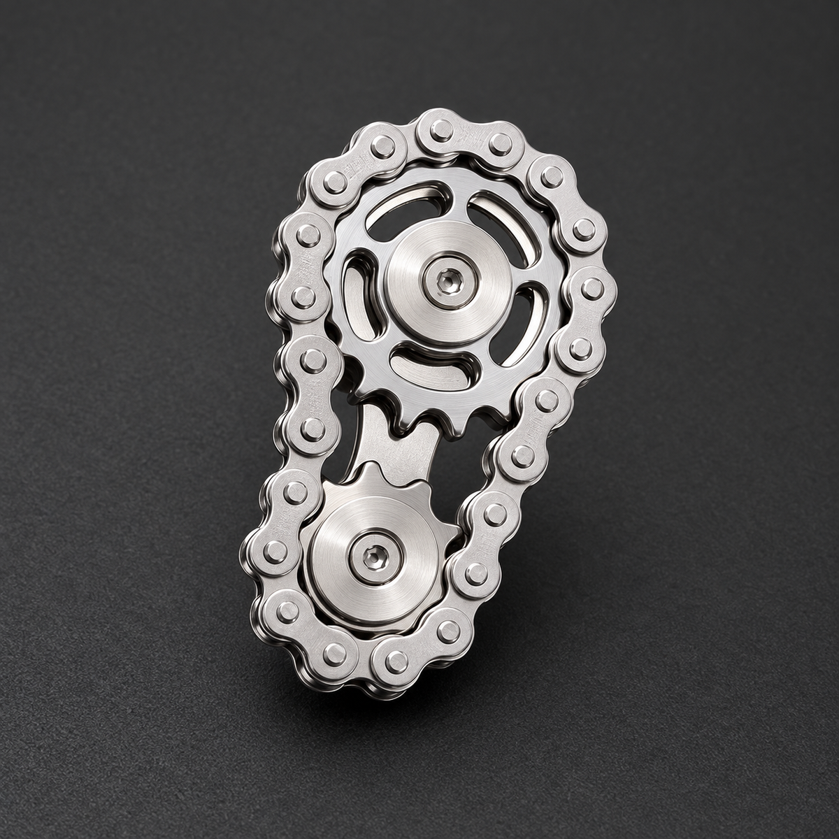 LHAPTIC LinkDrive silver alloy chain-driven mechanical spinner